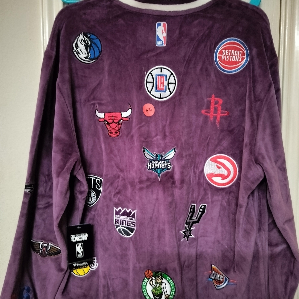 KIDSUPER SPORTS NBA Patchwork Purple Zip Jacket Large - Picture 3 of 5